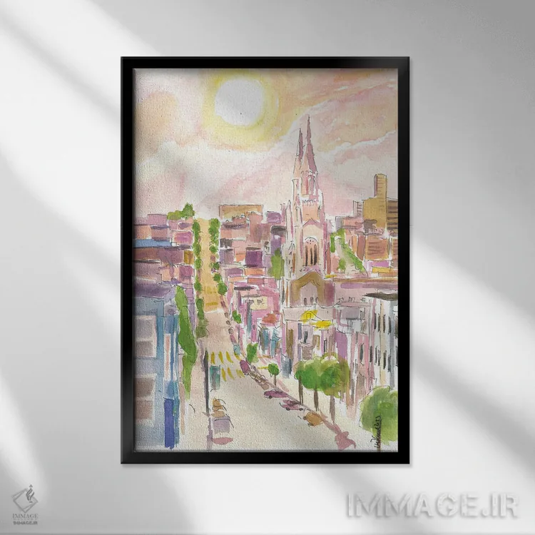 تابلو دکوراتیو خیابان ها، تپه ها و نمای آفتابی سان فرانسیسکو د… اثر مارکوس و مارتینا بلیشنر - نمای قابدار مشکی