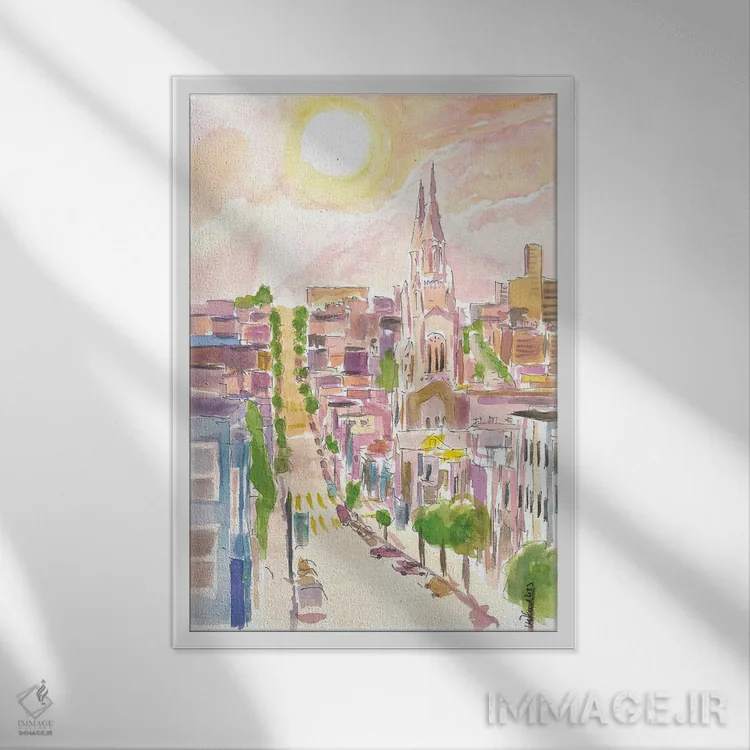 تابلو دکوراتیو خیابان ها، تپه ها و نمای آفتابی سان فرانسیسکو د… اثر مارکوس و مارتینا بلیشنر - نمای قابدار سفید