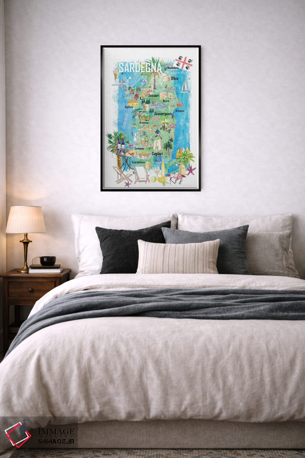 تابلو دکوراتیو نقشه مصور سفر سارباوریا با جاده ها و نکات گردشگر… اثر مارکوس و مارتینا بلیشنر - D6B