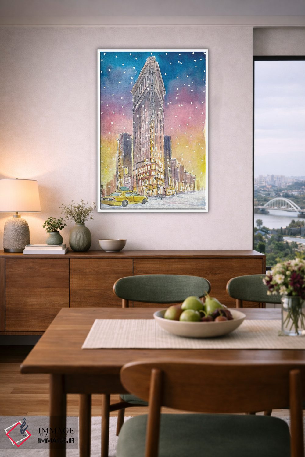 تابلو دکوراتیو زمستان در نیویورک با بارش رمانتیک برف و رویای ف… اثر مارکوس و مارتینا بلیشنر - D6W