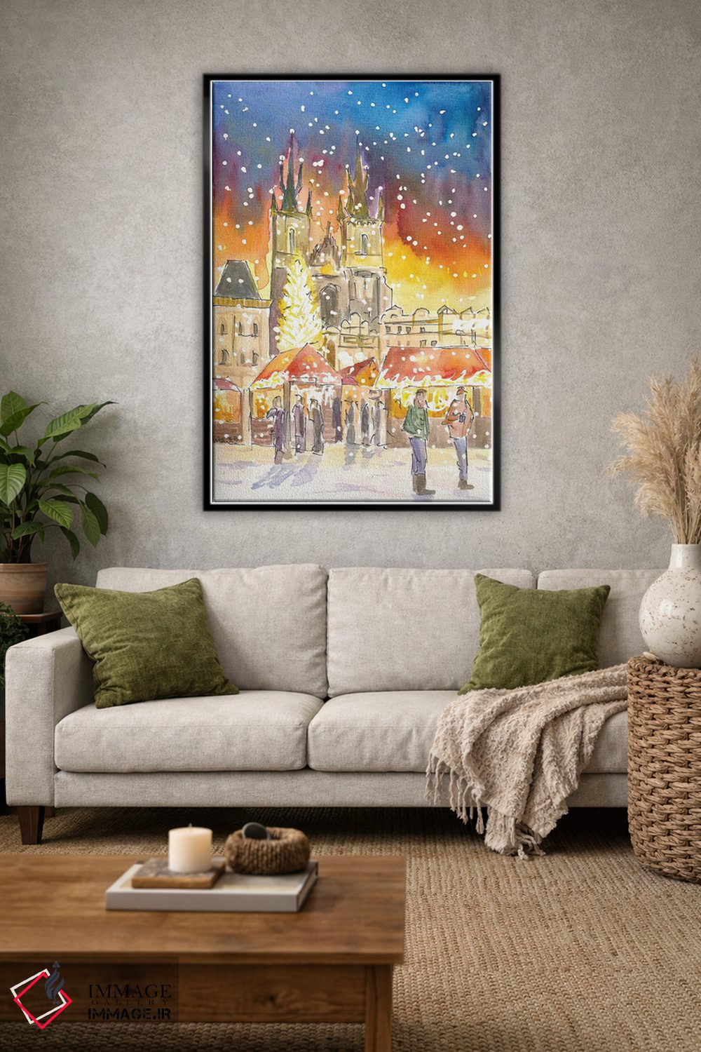 تابلو دکوراتیو "میدان شهر قدیمی پراگ در زمستان و بازار کریسمس… اثر مارکوس و مارتینا بلیشنر - D1B