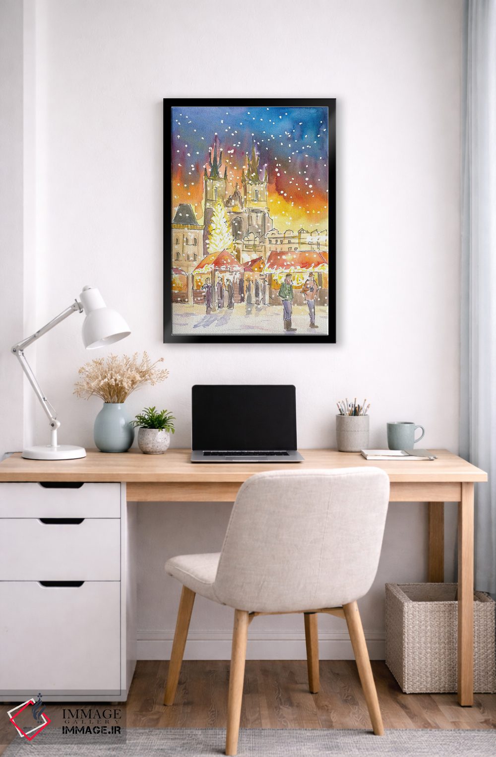 تابلو دکوراتیو "میدان شهر قدیمی پراگ در زمستان و بازار کریسمس… اثر مارکوس و مارتینا بلیشنر - D6B