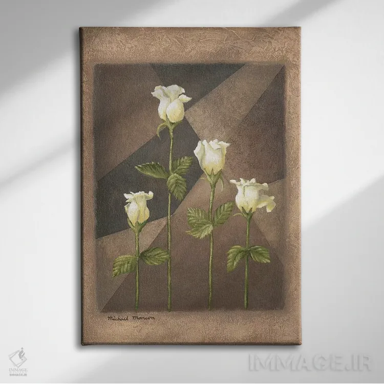 تابلو دکوراتیو "رزهای زرد" اثر مایکل مارکون - نمای روبهرو روی دیوار