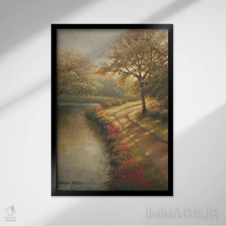 تابلو دکوراتیو نور صبحگاهی ۱ اثر مایکل مارکون - نمای قابدار مشکی