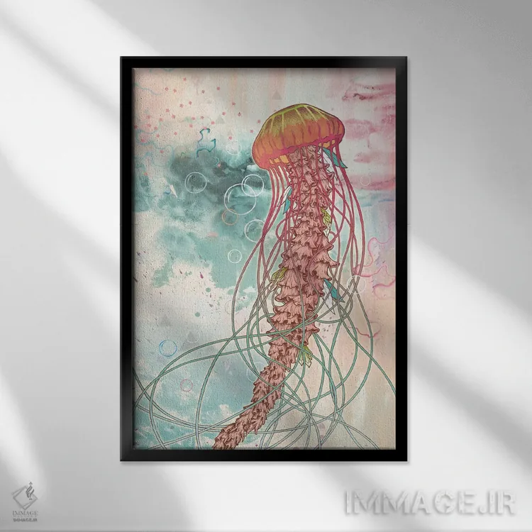 تابلو دکوراتیو عروس دریایی اثر مت میلر - نمای قابدار مشکی