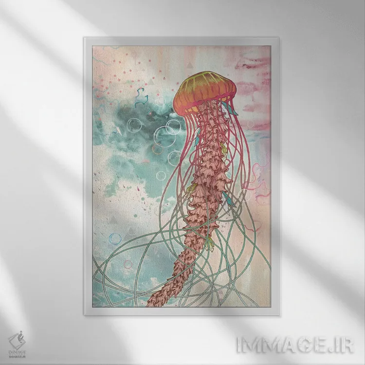 تابلو دکوراتیو عروس دریایی اثر مت میلر - نمای قابدار سفید