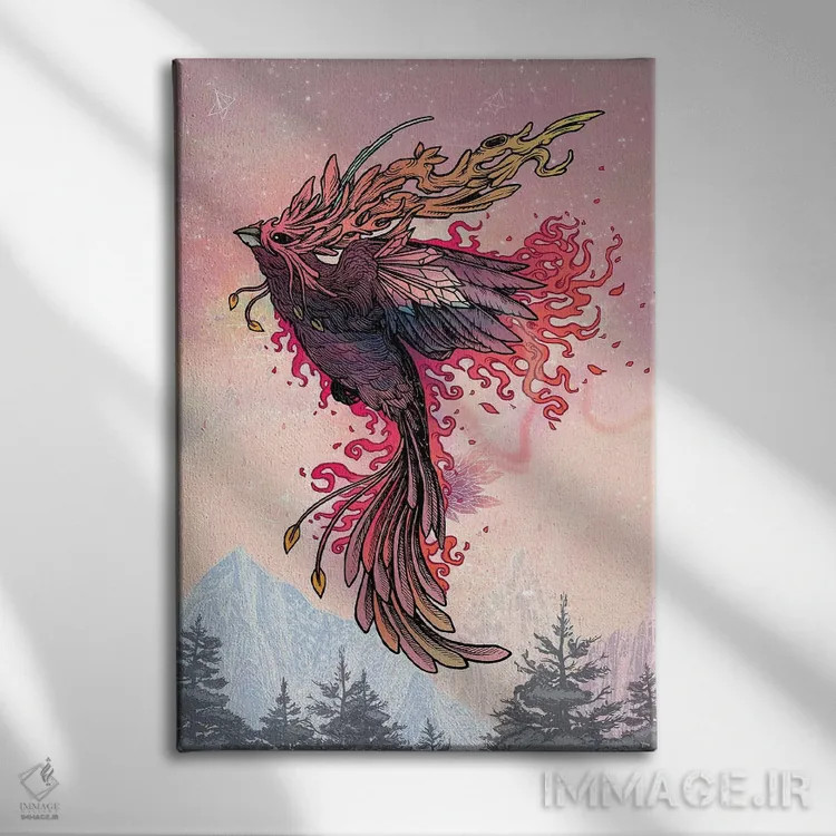 تابلو دکوراتیو ققنوس اثر مت میلر - نمای روبهرو روی دیوار