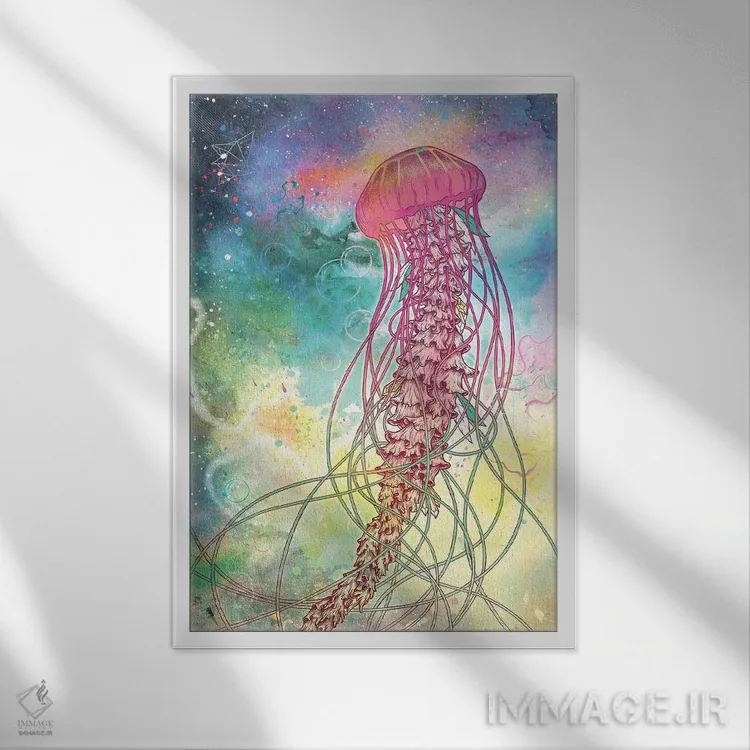 تابلو دکوراتیو ژله فضایی اثر مت میلر - نمای قابدار سفید