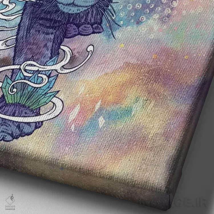 تابلو دکوراتیو گربه طیفی اثر مت میلر - نمای نزدیک بافت بوم