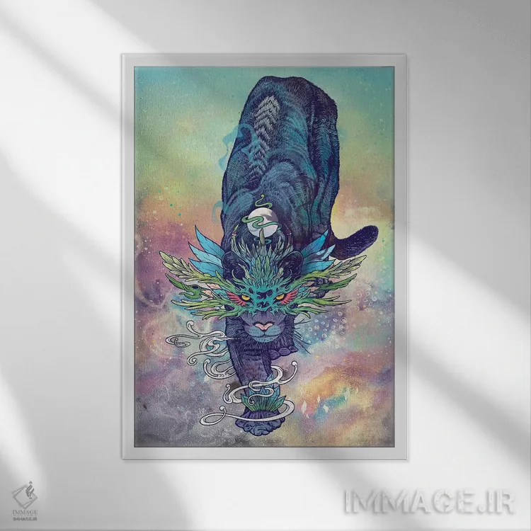 تابلو دکوراتیو گربه طیفی اثر مت میلر - نمای قابدار سفید