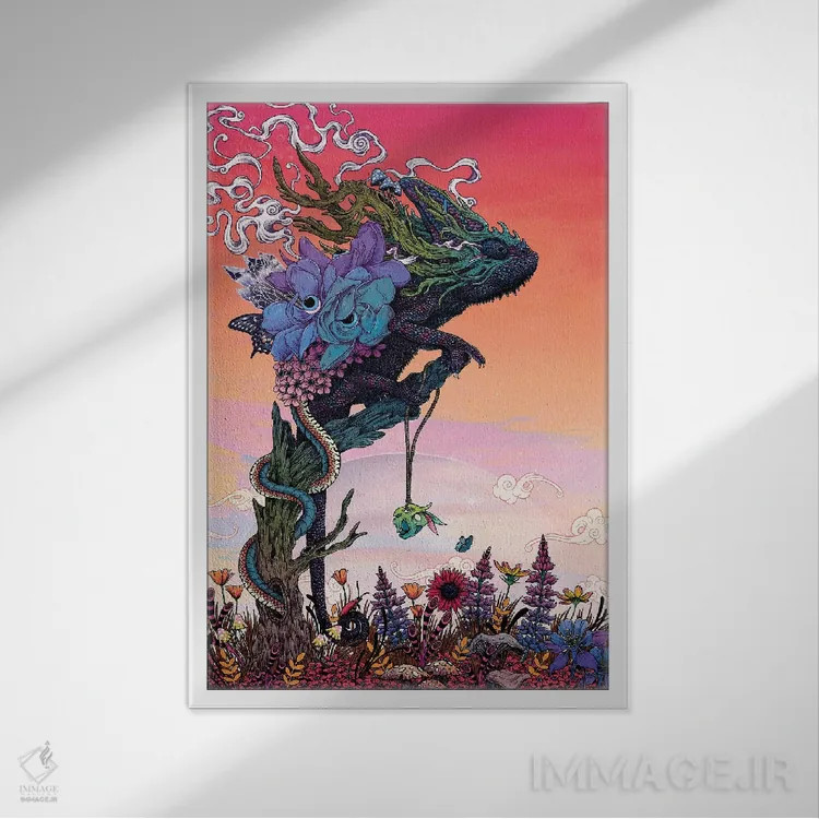 تابلو دکوراتیو خیال پردازی ۱ اثر مت میلر - نمای قابدار سفید