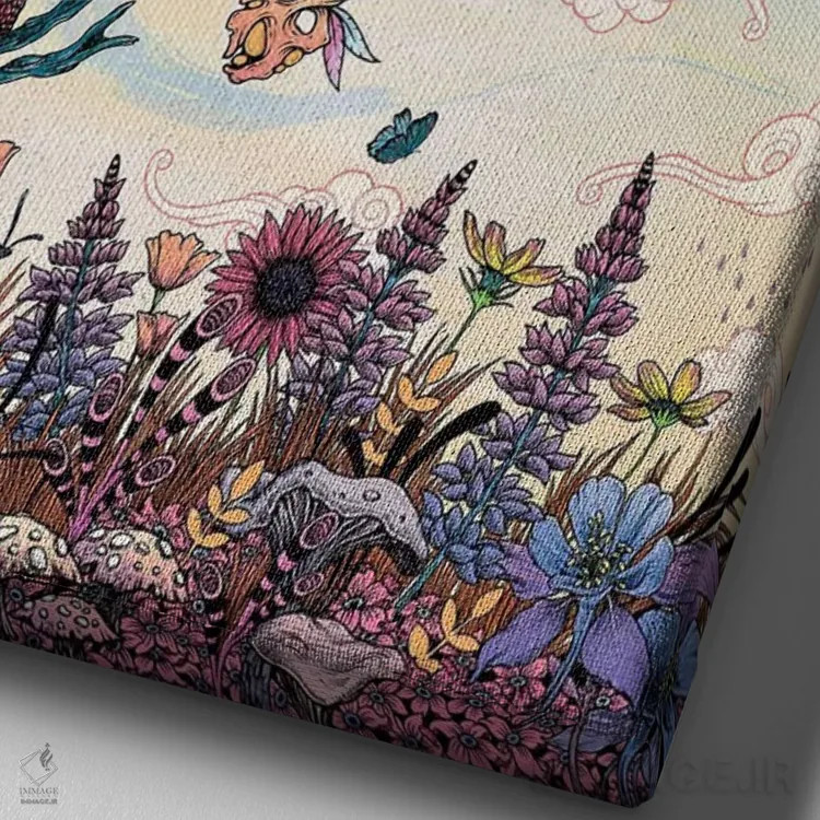 تابلو دکوراتیو خیال پردازی ۲ اثر مت میلر - نمای نزدیک بافت بوم