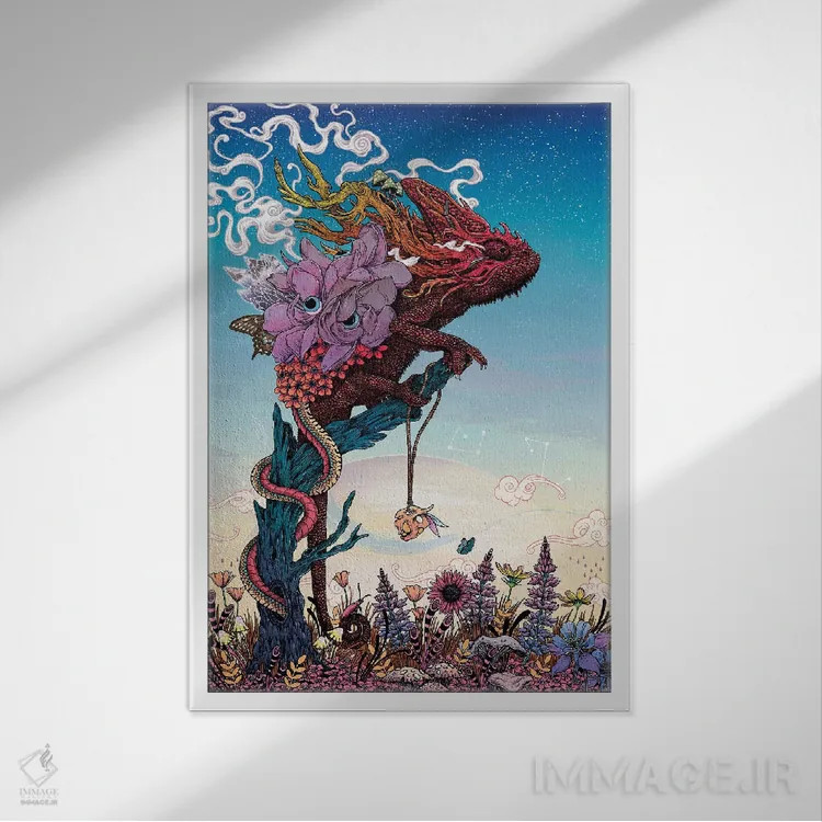 تابلو دکوراتیو خیال پردازی ۲ اثر مت میلر - نمای قابدار سفید