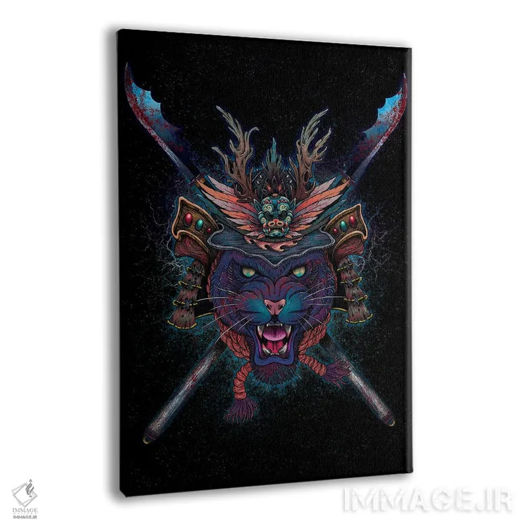 تابلو دکوراتیو گربه سامورایی اثر مت میلر - نمای پرسپکتیو محصول