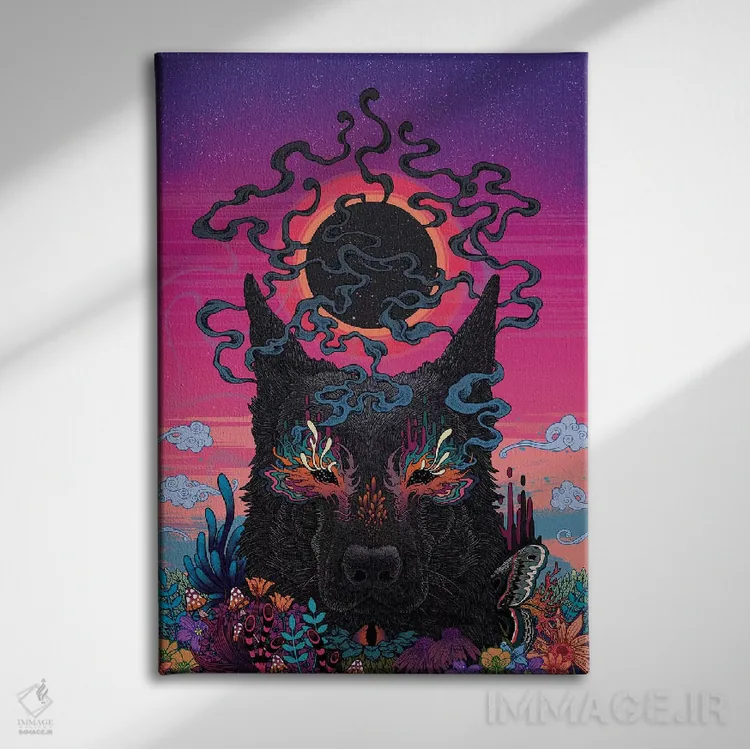 تابلو دکوراتیو سگ سیاه چشم اثر مت میلر - نمای روبهرو روی دیوار