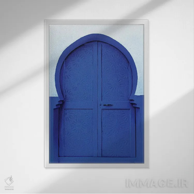 تابلو دکوراتیو آبی سفید اثر مارک مکلارن جانسون - نمای قابدار سفید