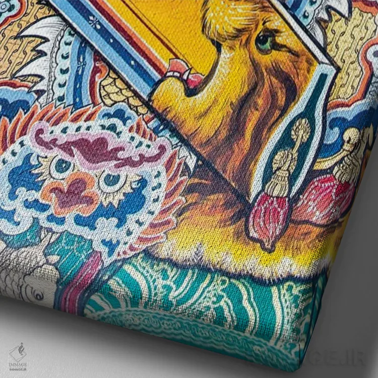 تابلو دکوراتیو دروازه معبد اول اثر مارک مکلارن جانسون - نمای نزدیک بافت بوم