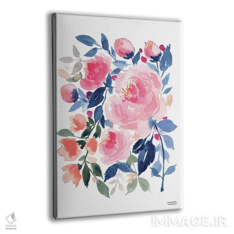 تابلو دکوراتیو گل های آبشاری صدتومنی آبرنگ اثر میشل موسپنس - نمای پرسپکتیو محصول