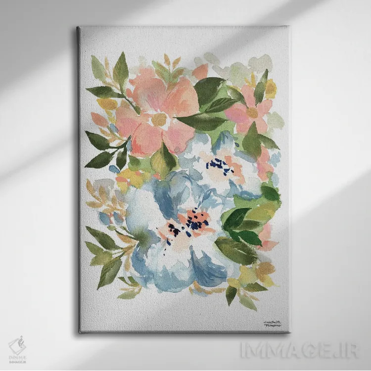 تابلو دکوراتیو گل های مناطق روستایی فرانسه آبرنگ اثر میشل موسپنس - نمای روبهرو روی دیوار