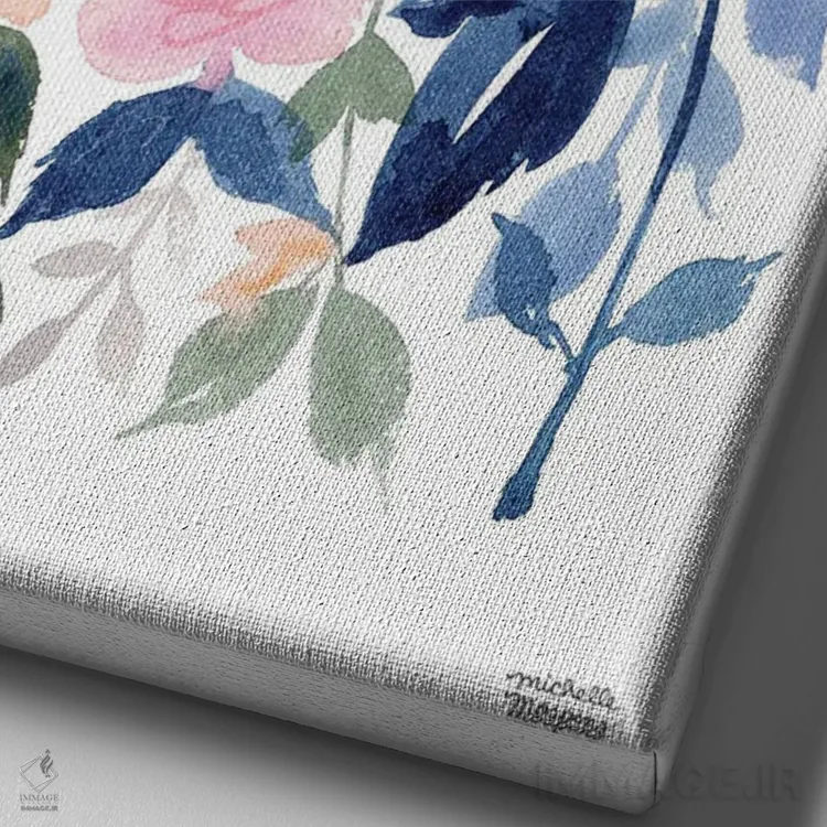 تابلو دکوراتیو گل های آبشاری صدتومنی آبرنگ اثر میشل موسپنس - نمای نزدیک بافت بوم