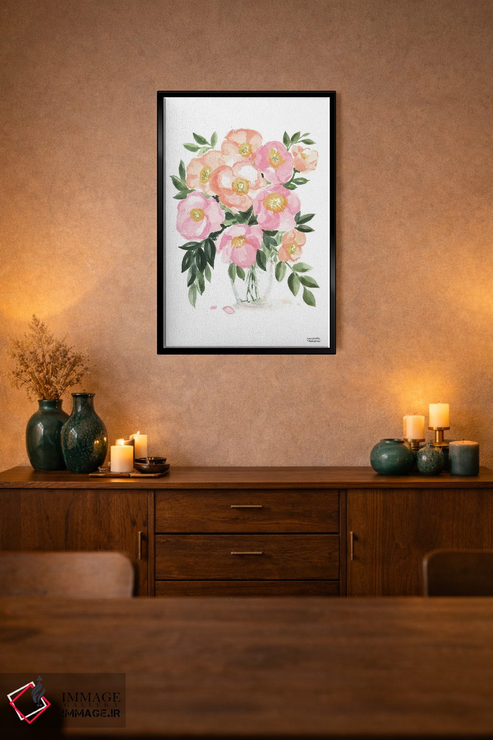 تابلو دکوراتیو دسته گل بهاری آبرنگ اثر میشل موسپنس - D3B