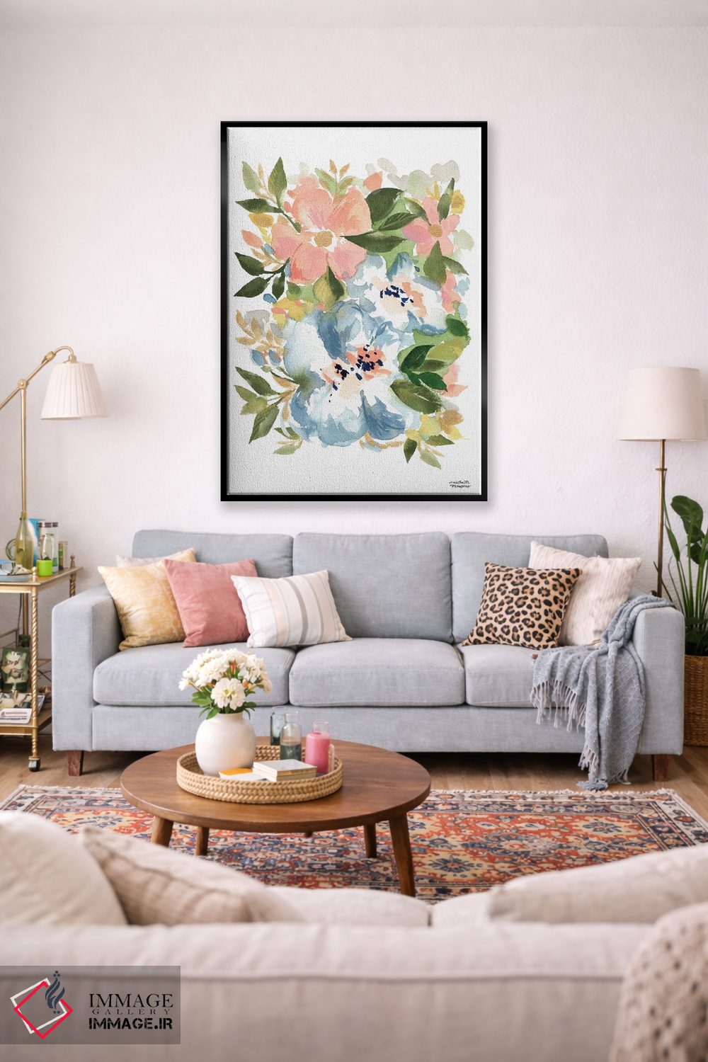 تابلو دکوراتیو گل های مناطق روستایی فرانسه آبرنگ اثر میشل موسپنس - D1B