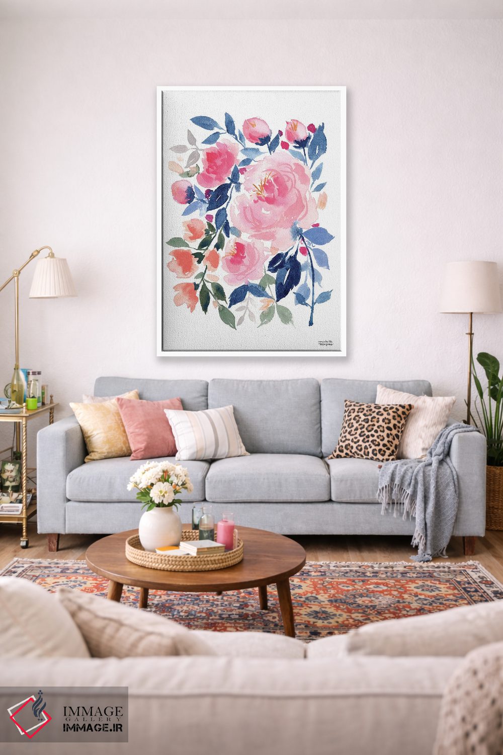 تابلو دکوراتیو گل های آبشاری صدتومنی آبرنگ اثر میشل موسپنس - D1W