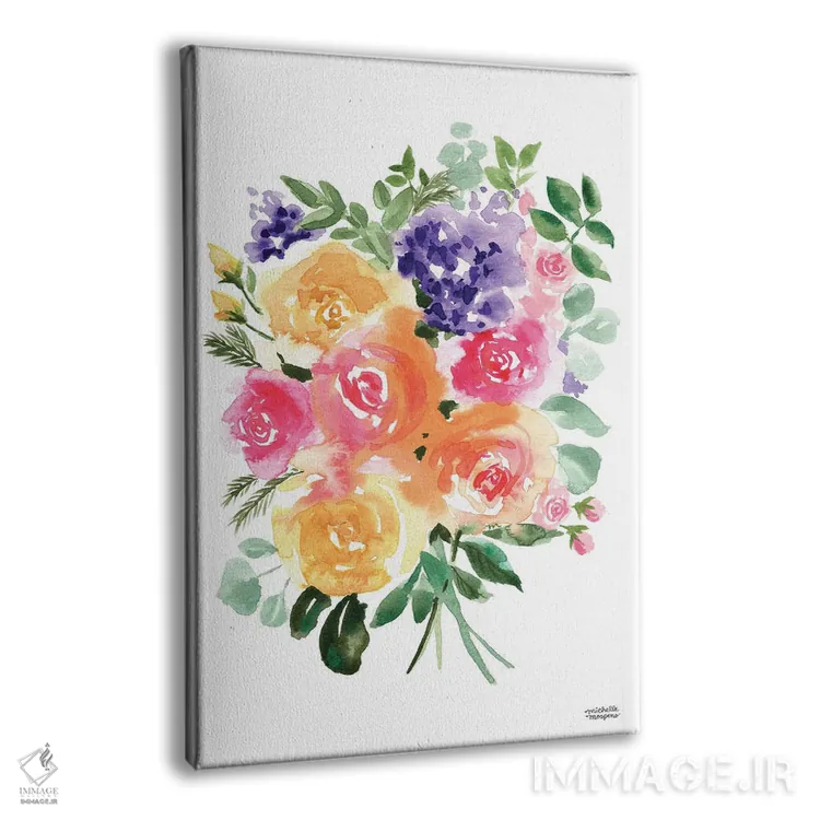 تابلو دکوراتیو دسته گل تابستانی آبرنگ اثر میشل موسپنس - نمای پرسپکتیو محصول