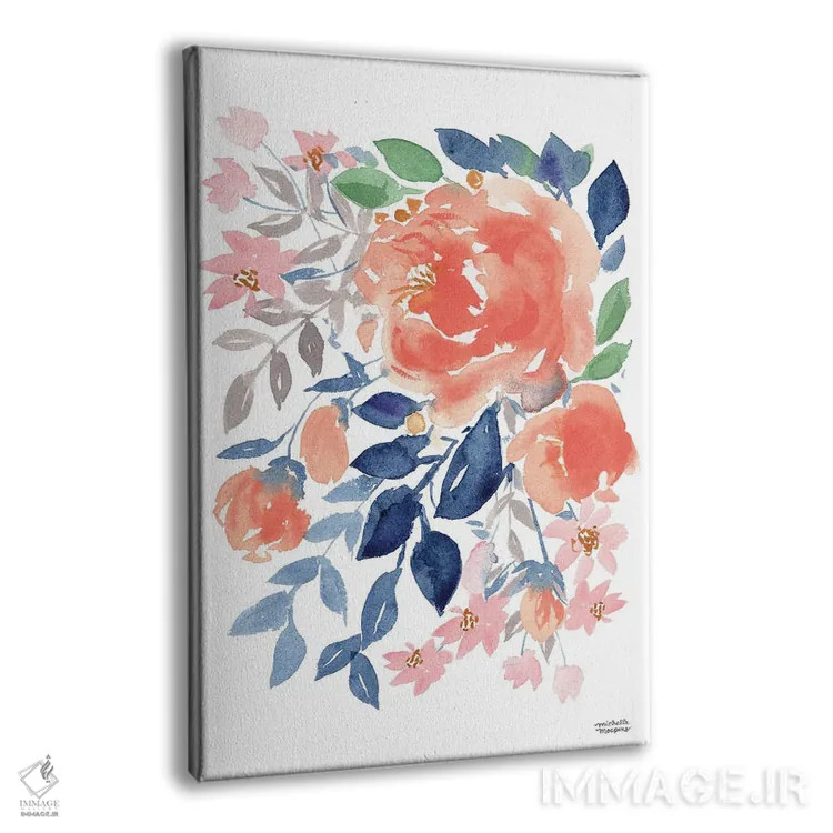 تابلو دکوراتیو آبشار گل هلو آبرنگ اثر میشل موسپنس - نمای پرسپکتیو محصول