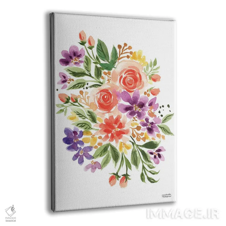 تابلو دکوراتیو دسته گل افسون شده آبرنگ اثر میشل موسپنس - نمای پرسپکتیو محصول