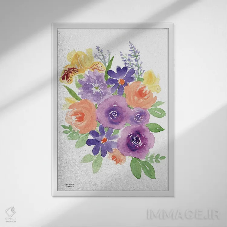 تابلو دکوراتیو گردهمایی باغ آبرنگ اثر میشل موسپنس - نمای قابدار سفید