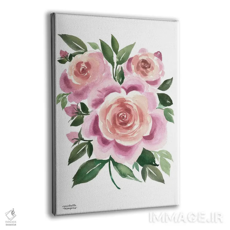 تابلو دکوراتیو شکوفه های مایل به ارغوانی آبرنگ اثر میشل موسپنس - نمای پرسپکتیو محصول