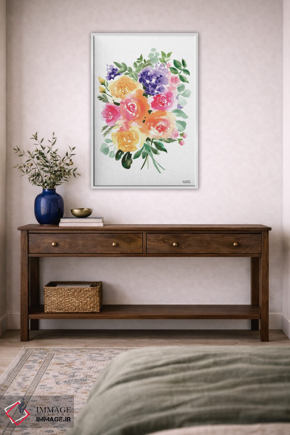 تابلو دکوراتیو دسته گل تابستانی آبرنگ اثر میشل موسپنس - D2W