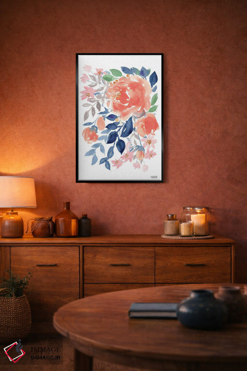 تابلو دکوراتیو آبشار گل هلو آبرنگ اثر میشل موسپنس - D5B