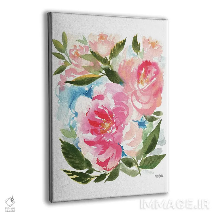 تابلو دکوراتیو گل صدتومنی باغ آبرنگ اثر میشل موسپنس - نمای پرسپکتیو محصول