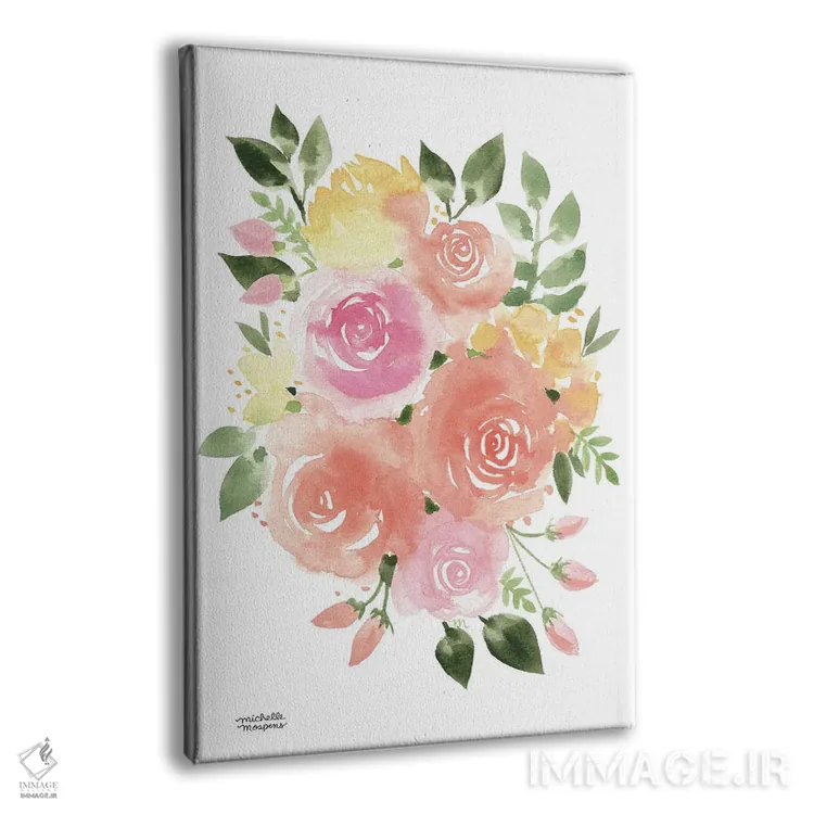 تابلو دکوراتیو دسته گل آفتابی آبرنگ اثر میشل موسپنس - نمای پرسپکتیو محصول