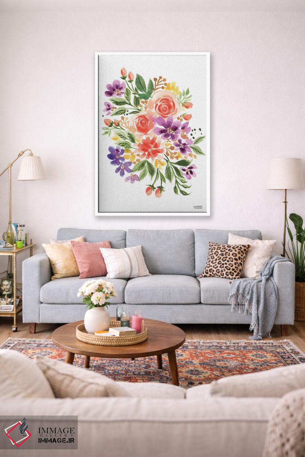 تابلو دکوراتیو دسته گل افسون شده آبرنگ اثر میشل موسپنس - D1W