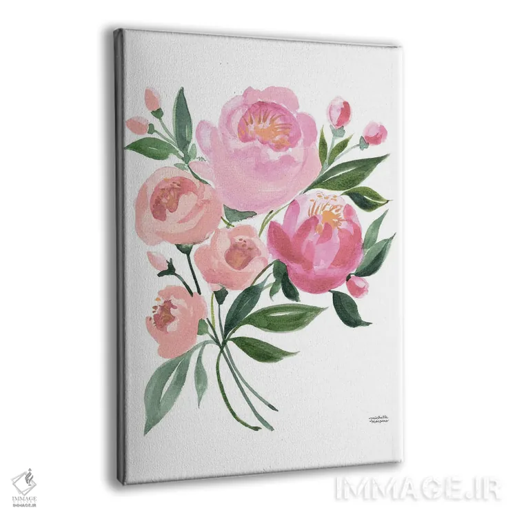 تابلو دکوراتیو گل های دسته گل بهاری پاستلی آبرنگ اثر میشل موسپنس - نمای پرسپکتیو محصول