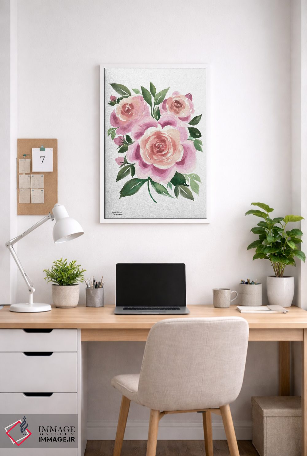 تابلو دکوراتیو شکوفه های مایل به ارغوانی آبرنگ اثر میشل موسپنس - D4W