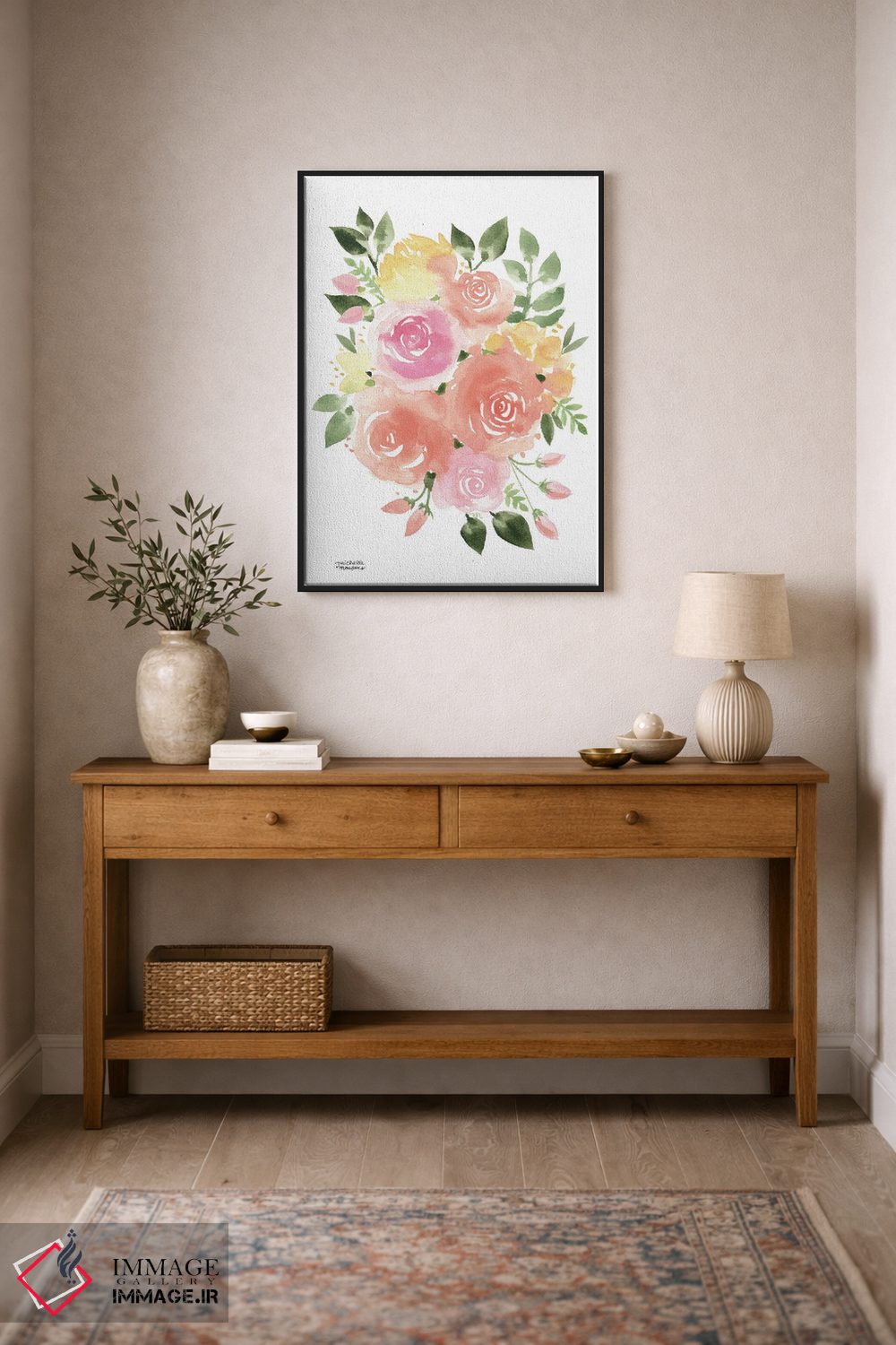 تابلو دکوراتیو دسته گل آفتابی آبرنگ اثر میشل موسپنس - D2B