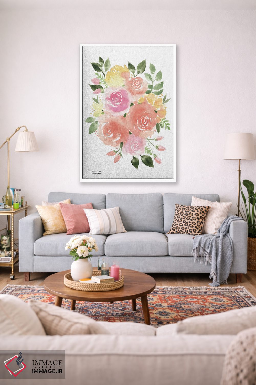 تابلو دکوراتیو دسته گل آفتابی آبرنگ اثر میشل موسپنس - D1W