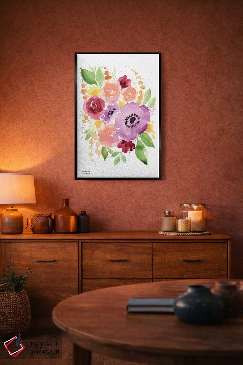 تابلو دکوراتیو گل های هلو مانند آبرنگ اثر میشل موسپنس - D5B