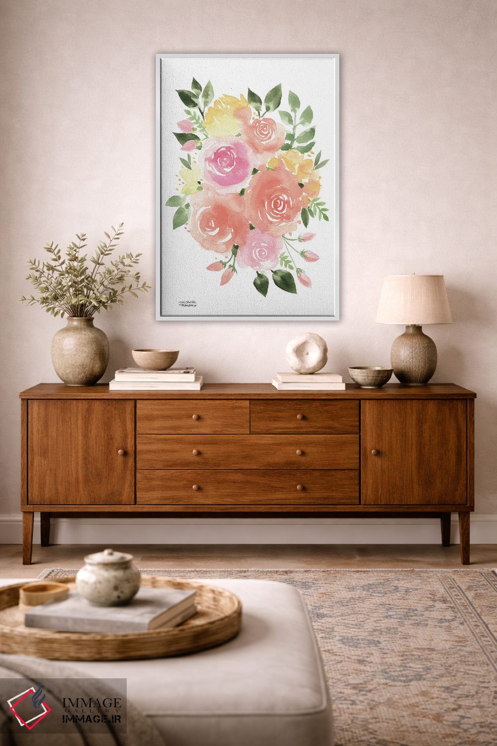 تابلو دکوراتیو دسته گل آفتابی آبرنگ اثر میشل موسپنس - D3W