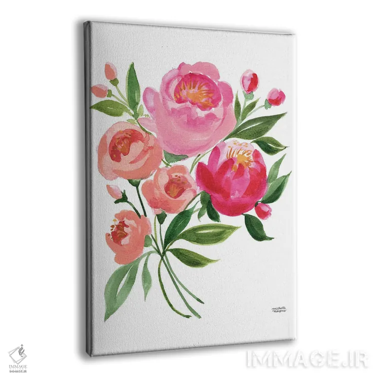 تابلو دکوراتیو گل های دسته گل بهاری آبرنگ اثر میشل موسپنس - نمای پرسپکتیو محصول