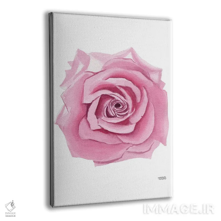 تابلو دکوراتیو گل رز صورتی آبرنگ اثر میشل موسپنس - نمای پرسپکتیو محصول