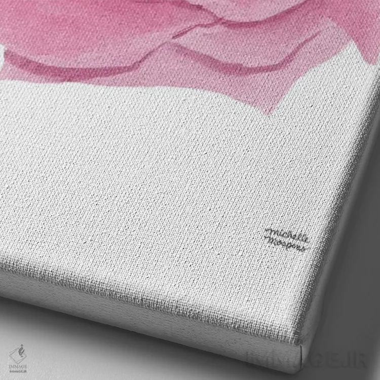 تابلو دکوراتیو گل رز صورتی آبرنگ اثر میشل موسپنس - نمای نزدیک بافت بوم