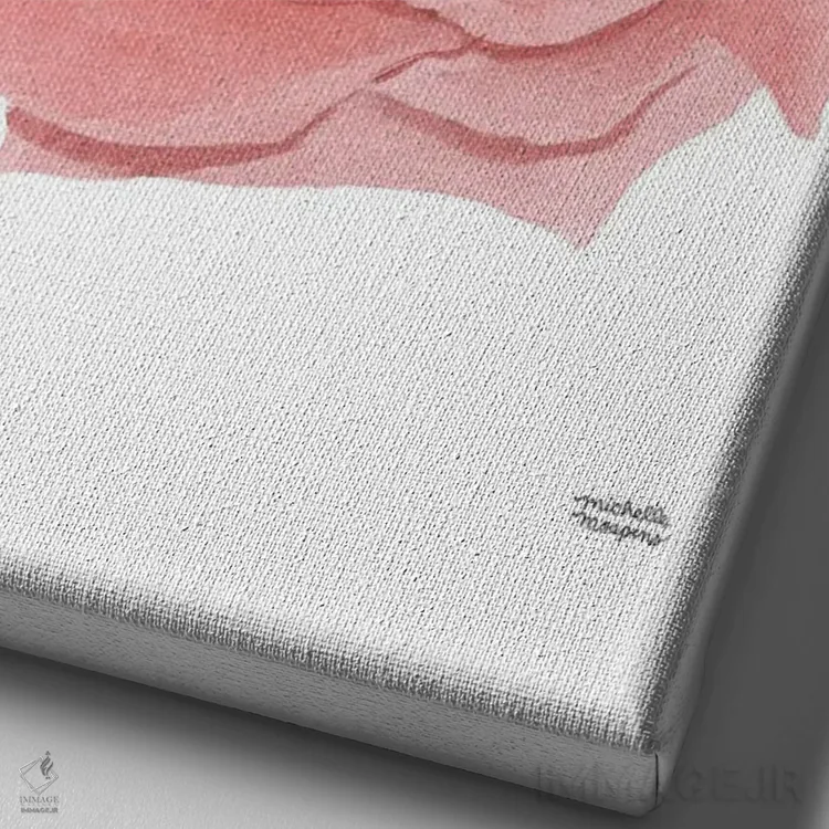 تابلو دکوراتیو گل رز ترراکوتا آبرنگ اثر میشل موسپنس - نمای نزدیک بافت بوم