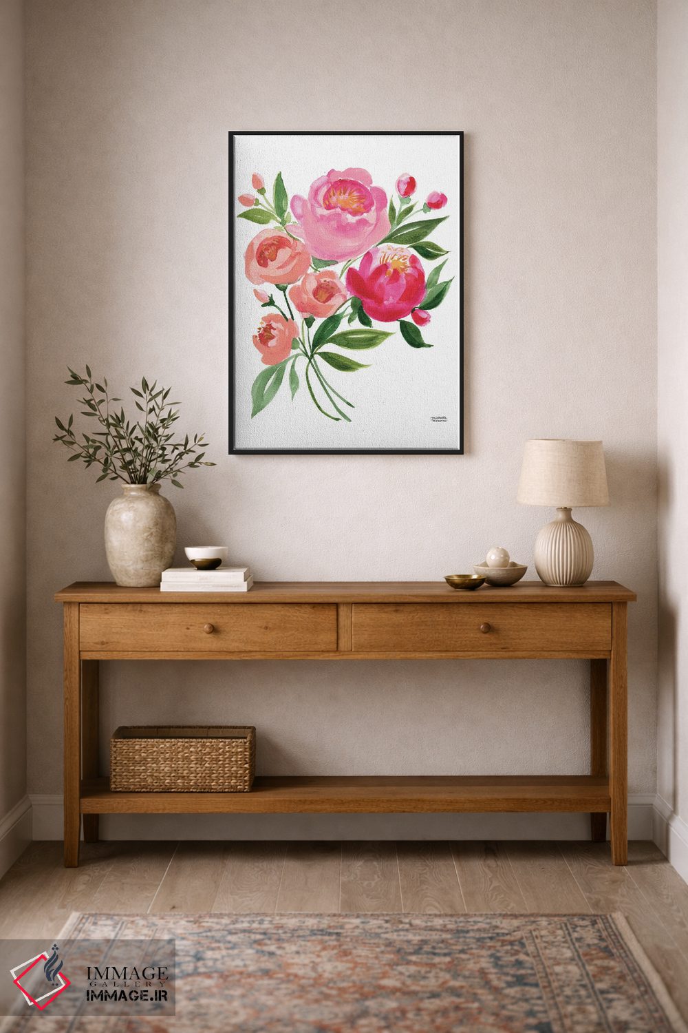 تابلو دکوراتیو گل های دسته گل بهاری آبرنگ اثر میشل موسپنس - D2B