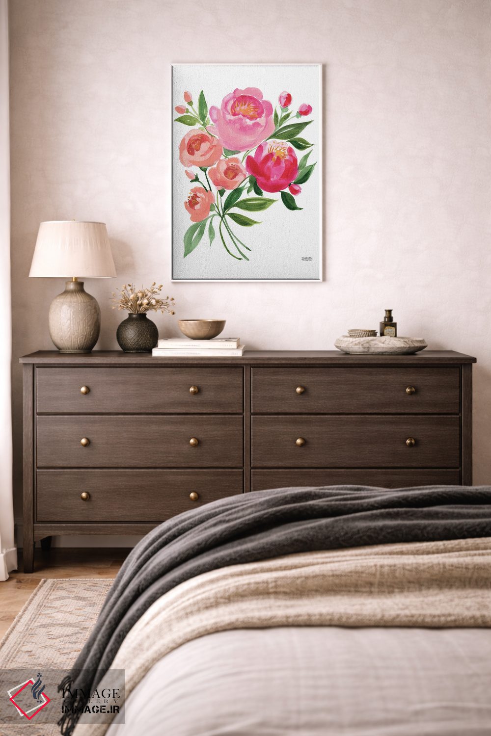 تابلو دکوراتیو گل های دسته گل بهاری آبرنگ اثر میشل موسپنس - D3W