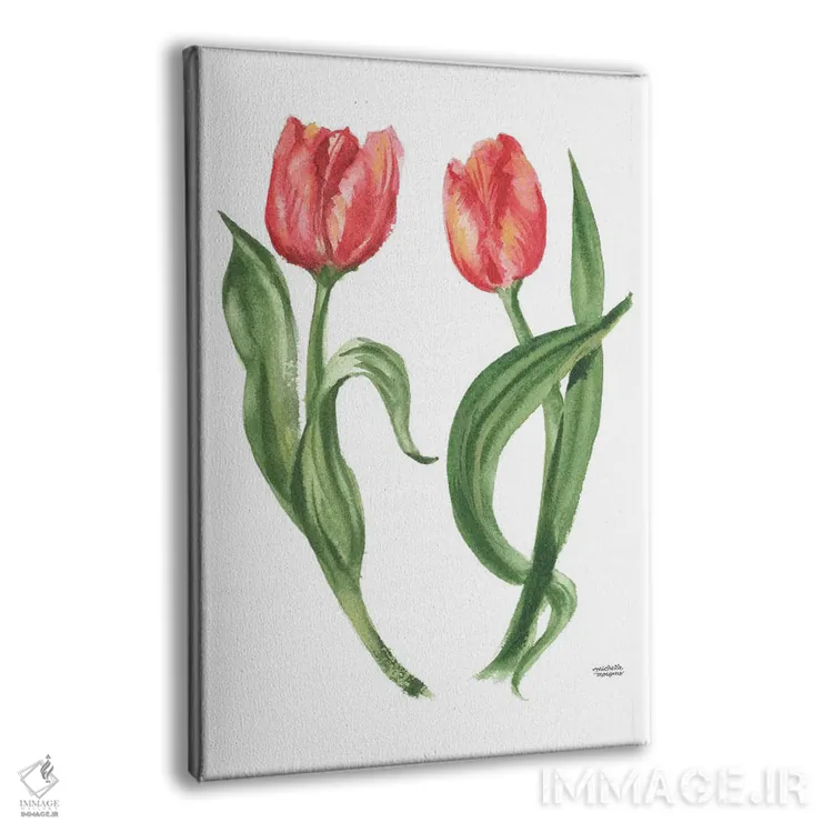تابلو دکوراتیو گل های لاله آبرنگ اثر میشل موسپنس - نمای پرسپکتیو محصول